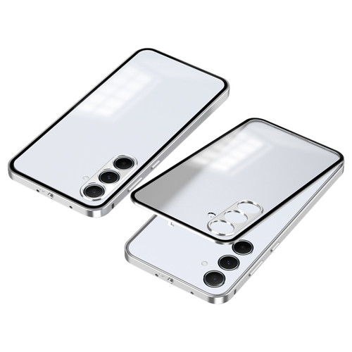 Samsung Galaxy A35 5G Snap Buckle Metal Frame Frosted Phone Case - Silver