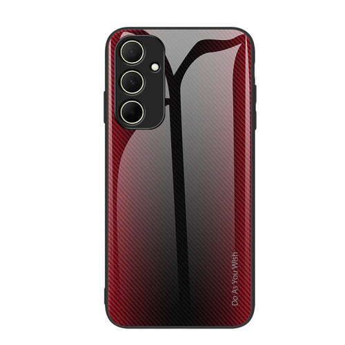 Samsung Galaxy A35 5G Texture Gradient Glass TPU Phone Case - Red