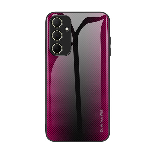 Samsung Galaxy A35 5G Texture Gradient Glass TPU Phone Case - Rose Red