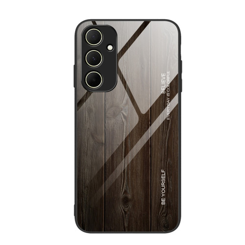 Samsung Galaxy A35 5G Wood Grain Glass Phone Case - Black