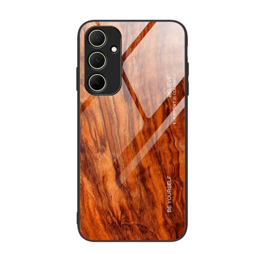 Samsung Galaxy A35 5G Wood Grain Glass Phone Case - Light Brown