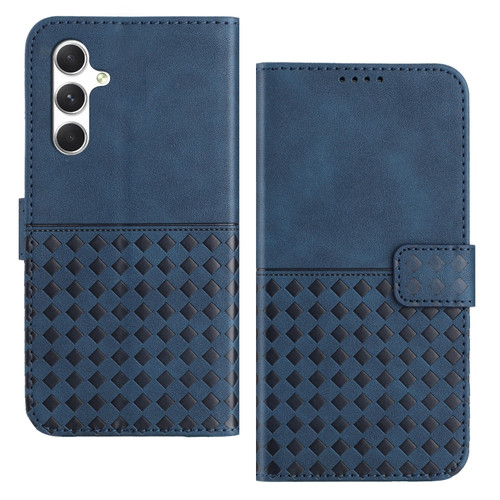 Samsung Galaxy A35 5G Woven Embossed RFID Blocking Leather Phone Case - Blue