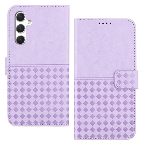 Samsung Galaxy A35 5G Woven Embossed RFID Blocking Leather Phone Case - Purple