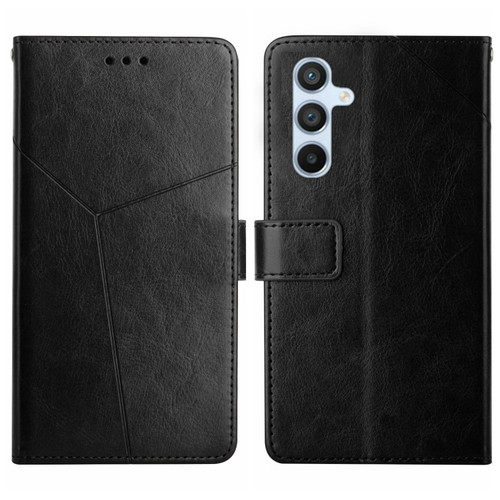 Samsung Galaxy A35 5G Y-shaped Pattern Flip Leather Phone Case - Black