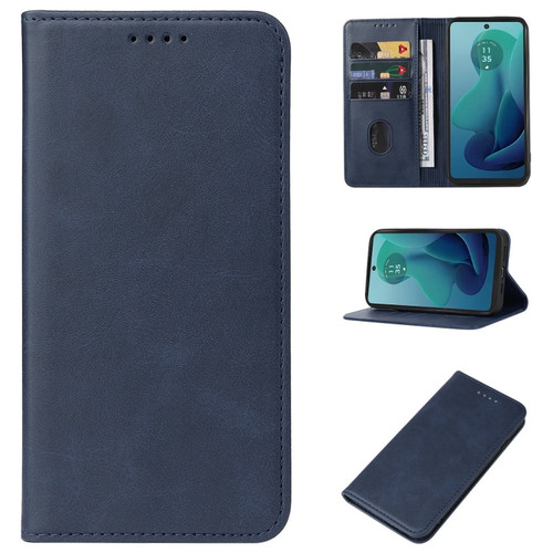 Motorola Moto G 5G 2024 Magnetic Closure Leather Phone Case - Blue