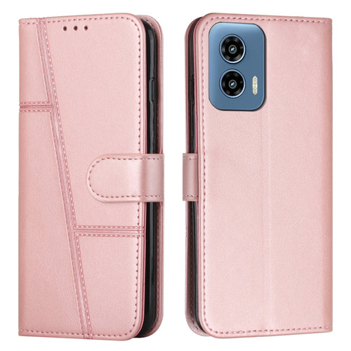 Motorola Moto G 5G 2024 Stitching Calf Texture Buckle Leather Phone Case - Rose Gold