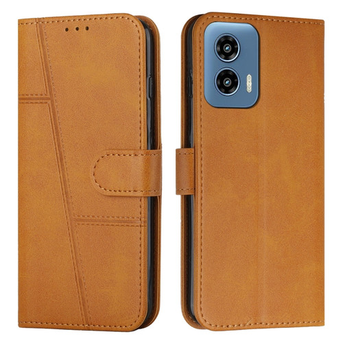 Motorola Moto G 5G 2024 Stitching Calf Texture Buckle Leather Phone Case - Yellow