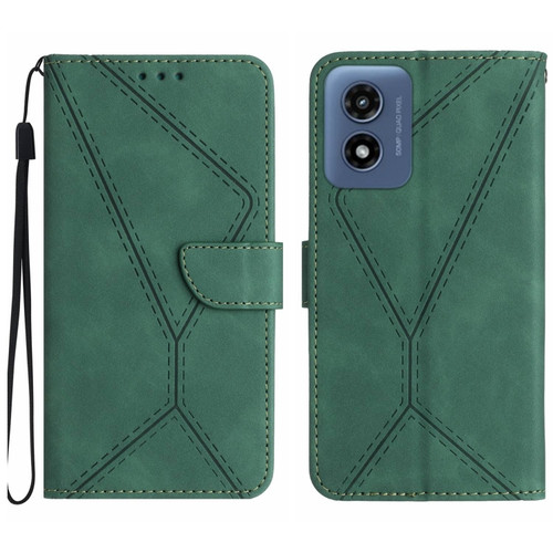 Motorola Moto G 5G 2024 Stitching Embossed Leather Phone Case - Green