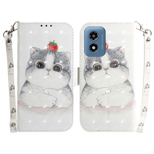 Motorola Moto G Play 2024 3D Colored Horizontal Flip Leather Phone Case - Cute Cat