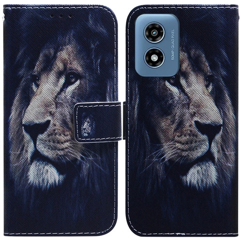 Motorola Moto G Play 2024 Coloured Drawing Flip Leather Phone Case - Lion