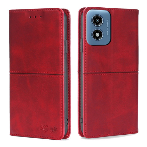 Motorola Moto G Play 2024 Cow Texture Magnetic Leather Phone Case - Red