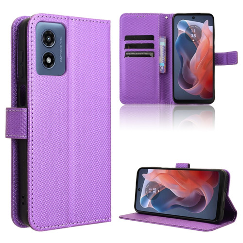 Motorola Moto G Play 2024 Diamond Texture Leather Phone Case - Purple