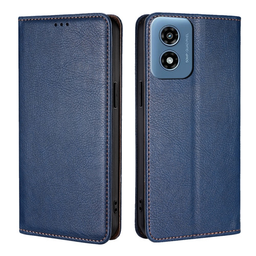 Motorola Moto G Play 2024 Gloss Oil Solid Color Magnetic Leather Phone Case - Blue