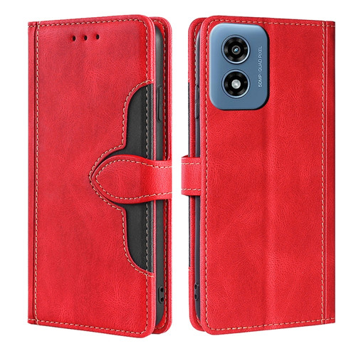 Motorola Moto G Play 2024 Skin Feel Magnetic Buckle Leather Phone Case - Red