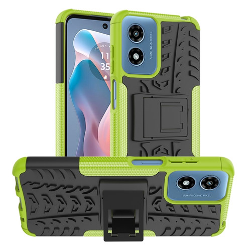 Motorola Moto G Play 2024 Tire Texture TPU + PC Phone Case with Holder - Green