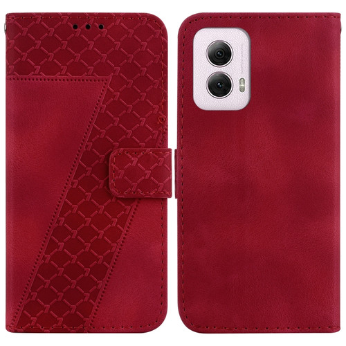 Motorola Moto G Power 5G 2024 7-shaped Embossed Leather Phone Case - Red