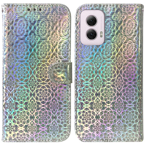 Motorola Moto G Power 5G 2024 Colorful Magnetic Buckle Leather Phone Case - Silver