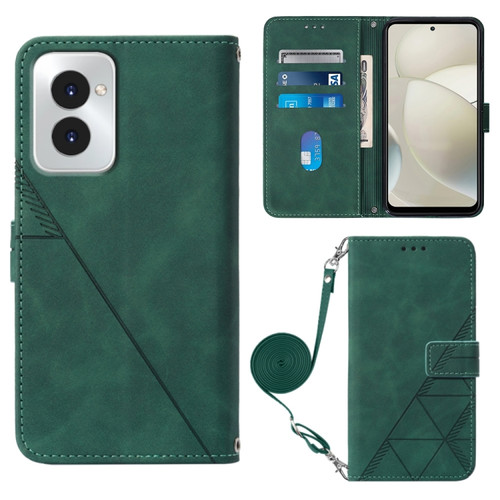 Motorola Moto G Power 5G 2024 Crossbody 3D Embossed Flip Leather Phone Case - Dark Green