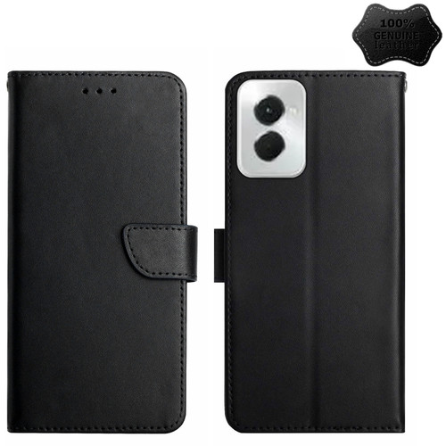 Motorola Moto G Power 5G 2024 Genuine Leather Fingerprint-proof Horizontal Flip Phone Case - Black