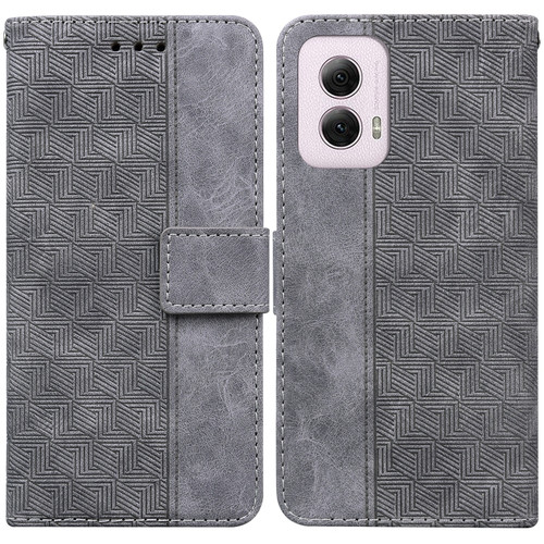 Motorola Moto G Power 5G 2024 Geometric Embossed Leather Phone Case - Grey