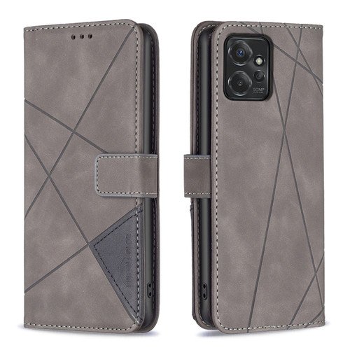 Motorola Moto G Power 5G 2024 Magnetic Buckle Rhombus Texture Leather Phone Case - Grey