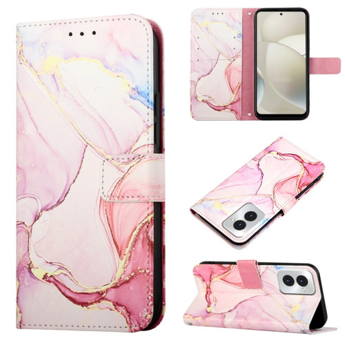 Motorola Moto G Power 5G 2024 PT003 Marble Pattern Flip Leather Phone Case - Rose Gold