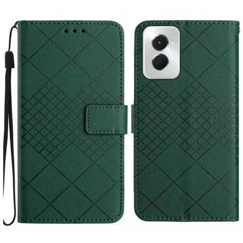 Motorola Moto G Power 5G 2024 Rhombic Grid Texture Leather Phone Case - Green