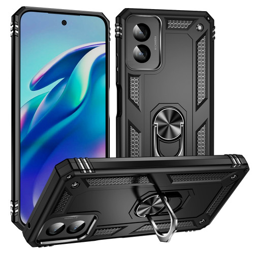 Motorola Moto G Power 5G 2024 Shockproof TPU + PC Phone Case with Holder - Black