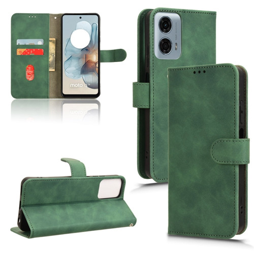 Motorola Moto G Power 5G 2024 Skin Feel Magnetic Flip Leather Phone Case - Green