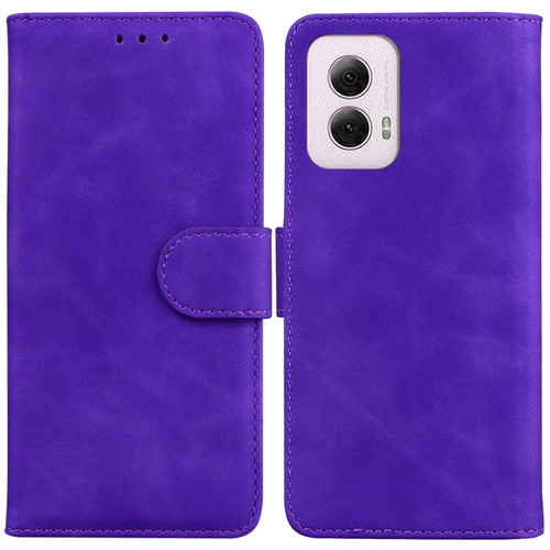 Motorola Moto G Power 5G 2024 Skin Feel Pure Color Flip Leather Phone Case - Purple