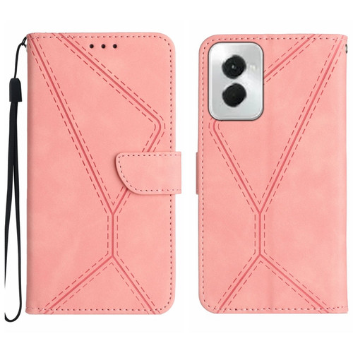 Motorola Moto G Power 5G 2024 Stitching Embossed Leather Phone Case - Pink