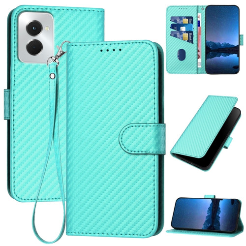 Motorola Moto G Power 5G 2024 YX0070 Carbon Fiber Buckle Leather Phone Case with Lanyard - Light Blue