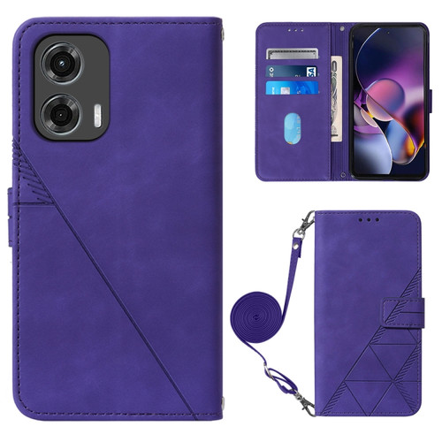 Motorola Moto G Stylus 5G 2024 Crossbody 3D Embossed Flip Leather Phone Case - Purple