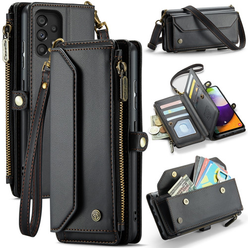 Samsung Galaxy A52 / A52s 5G CaseMe C36 Card Slots Zipper Wallet RFID Anti-theft Leather Phone Case - Black