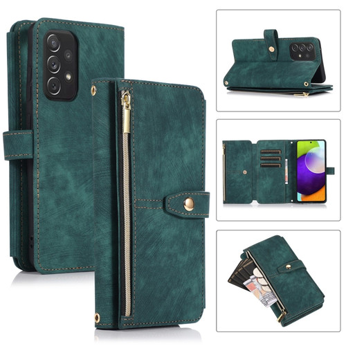 Samsung Galaxy A52 4G / 5G Dream 9-Card Wallet Zipper Bag Leather Phone Case - Green