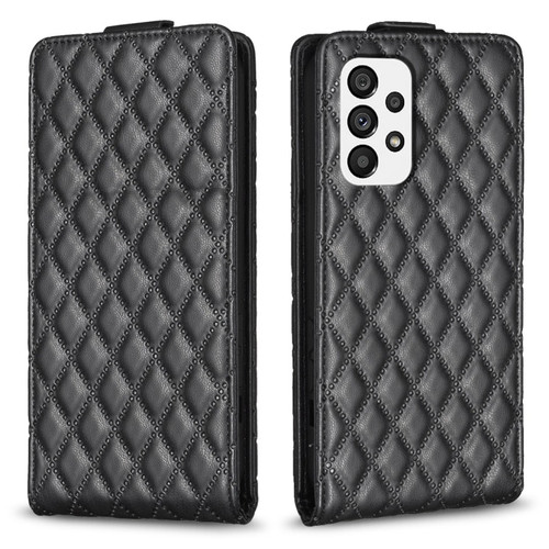 Samsung Galaxy A52 4G/5G Diamond Lattice Vertical Flip Leather Phone Case - Black