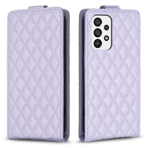 Samsung Galaxy A52 4G/5G Diamond Lattice Vertical Flip Leather Phone Case - Purple