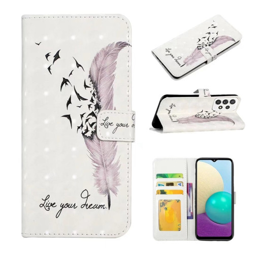 Samsung Galaxy A52 4G/5G Oil Embossed 3D Drawing Leather Phone Case - Feather