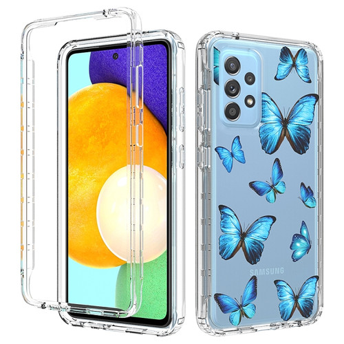 Samsung Galaxy A52 5G / 4G 2 in 1 High Transparent Painted Shockproof PC + TPU Protective Case - Blue Butterfly