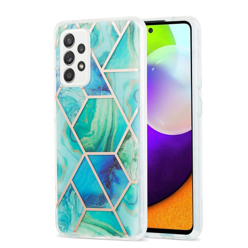 Samsung Galaxy A52 5G / 4G 3D Electroplating Marble Pattern TPU Protective Case - Green