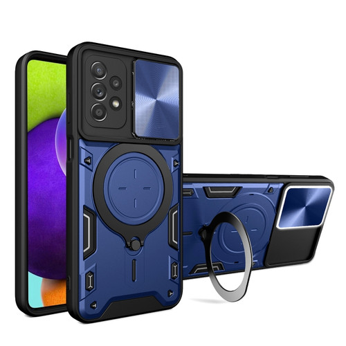 Samsung Galaxy A52 5G / 4G CD Texture Sliding Camshield Magnetic Holder Phone Case - Blue