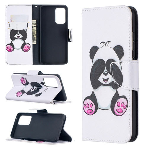 Samsung Galaxy A52 5G / 4G Colored Drawing Pattern Horizontal Flip Leather Case with Holder & Card Slots & Wallet - Panda