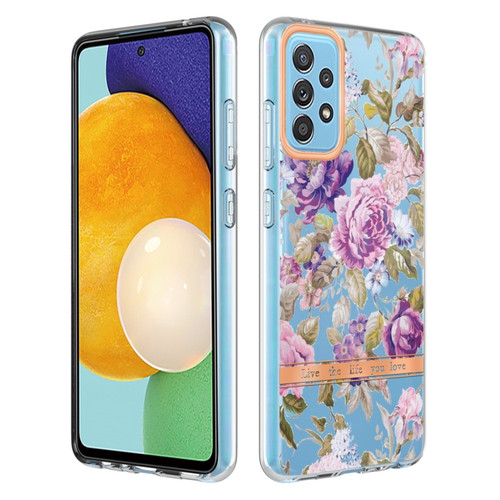 Samsung Galaxy A52 5G / 4G Flowers and Plants Series IMD TPU Phone Case - Purple Peony