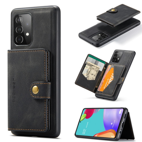 Samsung Galaxy A52 5G / 4G JEEHOOD Retro Magnetic Detachable Protective Case with Wallet & Card Slot & Holder - Black