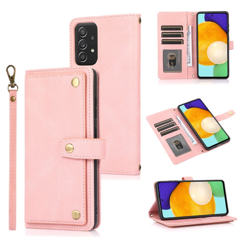 Samsung Galaxy A52 5G / 4G PU + TPU Horizontal Flip Leather Case with Holder & Card Slot & Wallet & Lanyard - Pink