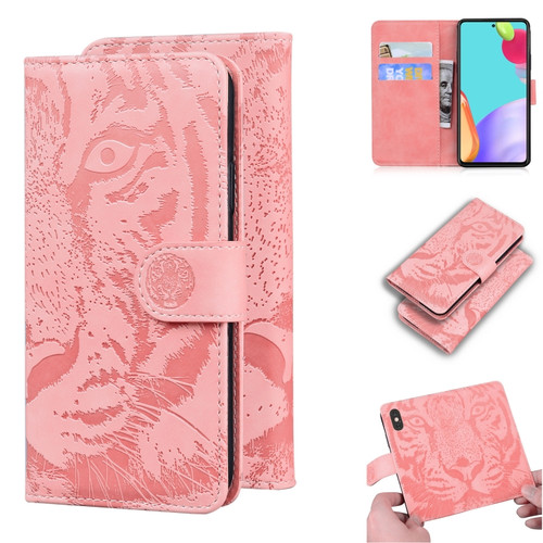 Samsung Galaxy A52 5G / 4G Tiger Embossing Pattern Horizontal Flip Leather Case with Holder & Card Slots & Wallet - Pink