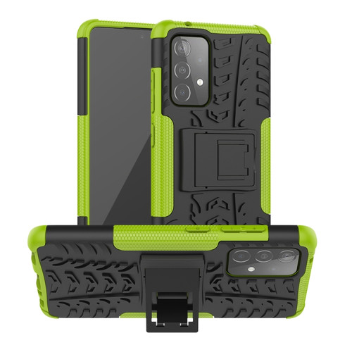 Samsung Galaxy A52 5G / 4G Tire Texture Shockproof TPU+PC Protective Case with Holder - Green