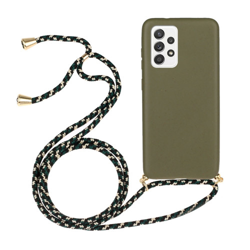 Samsung Galaxy A52 5G / 4G Wheat Straw Material + TPU Protective Case with Lanyard - Army Green