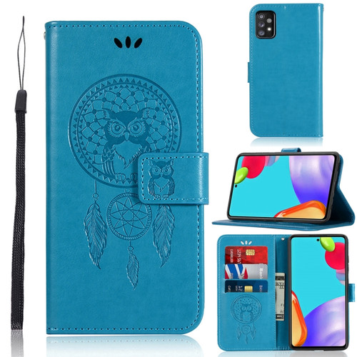 Samsung Galaxy A52 5G / 4G Wind Chime Owl Embossing Pattern Horizontal Flip Leather Case with Holder & Card Slots & Wallet - Blue