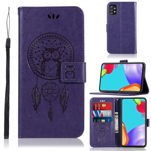 Samsung Galaxy A52 5G / 4G Wind Chime Owl Embossing Pattern Horizontal Flip Leather Case with Holder & Card Slots & Wallet - Purple